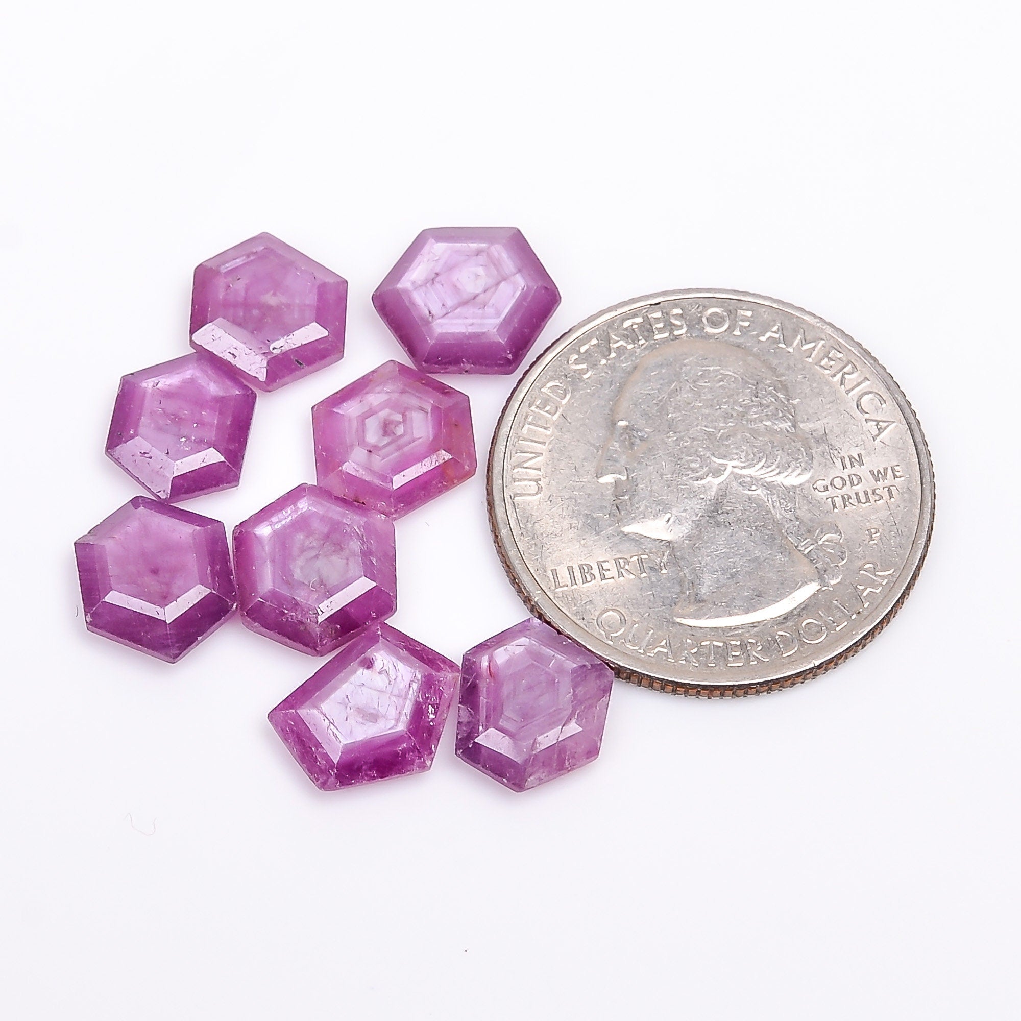 ruby natural hexagon texture shape cut stone loose gemstone 8 pcs lot